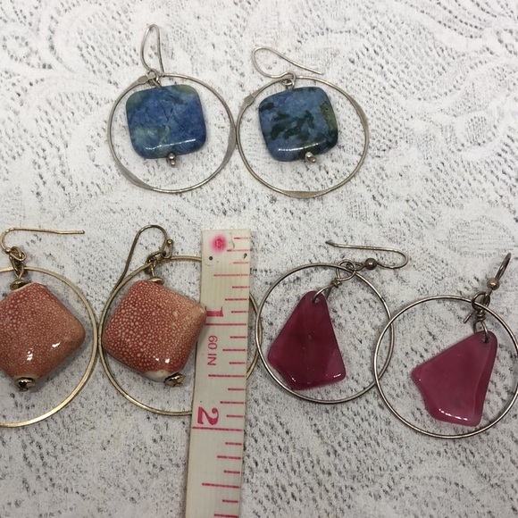 Artisan boho style dangle hoop earrings bundle lot 3 - Picture 5 of 8